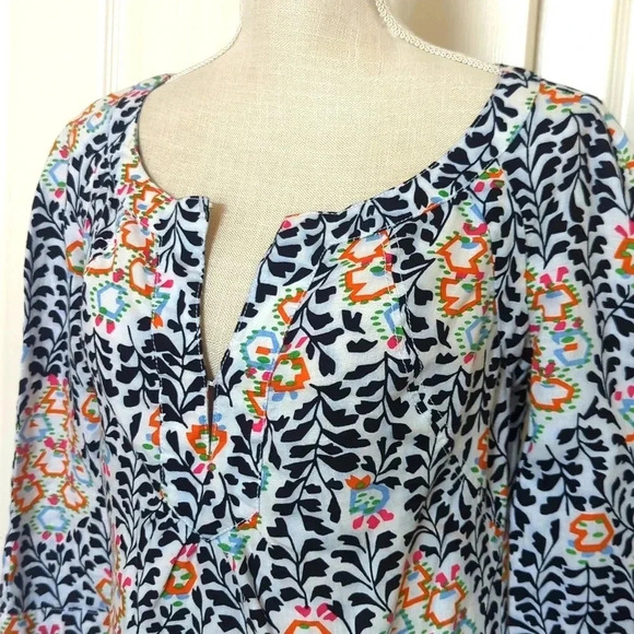 Tory Burch Alexiane Colorful Linen Tunic Women's Blouse - Picture 2 of 6